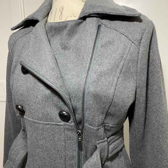 Yoki New York Outerwear Collection Peacoat Jacket Double Breasted Size M Gray - Picture 4 of 8